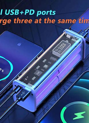 Мощный павербанк 25600 mah на аккумуляторах lg 18650, 22.5w