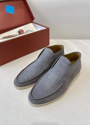 Женские серые замшевые лоферы loro piana open walk демисезонные лоро пиана лорики 37