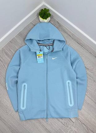 Nike tech fleece nocta мужская кофта на молнии с капюшоном голубая | зип-худи найк тча флис голубая мужская m, блакитний