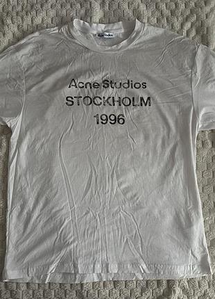 Футболка чоловіча acne studios біла з принтом