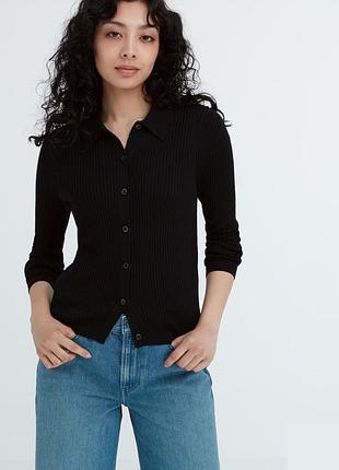 Кофта джемпер з коміром поло на ґудзиках 100% вовна uniqlo