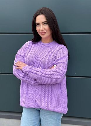 Теплый женский вязаный свитер оверсайз