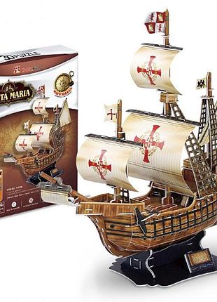 Пазл конструктор корабель санта-марія santa maria cubicfun 3d 113 деталей різнокольоровий