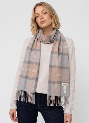 Шарф barbour tartan wrap scarf сірий, рожевий