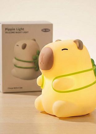 Ночник светильник капибара подсветка 7 цветов панцирем аккумуляторний usb белый