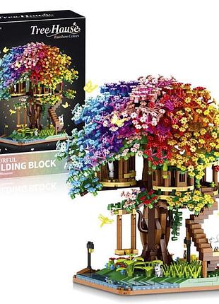 Конструктор дерево сакура будиночок на дереві rainbow treehouse 3d 2338 дет різнокольоровий