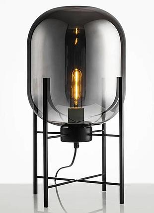 Настольный светильник лампа glass oval smoky grey 45х26х23 чёрный