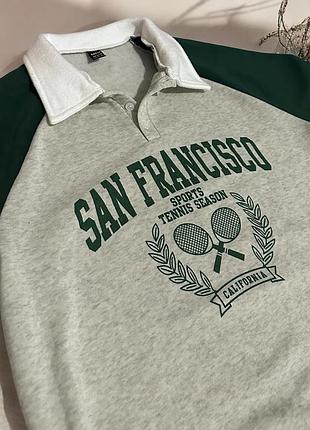 Світшот поло san francisco tennis, сірий із зеленим