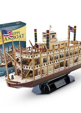 Пазл конструктор 3d cubic fun mississippi steamboat пароплав міссісіпі 142 дет різнокольоровий