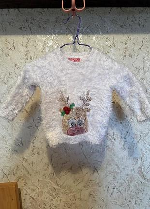 Теплий святковий светр, f&f kids, 92 розмір.