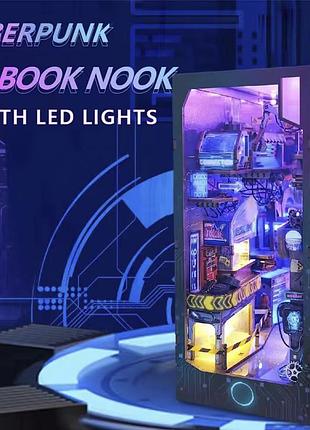 Конструктор интерьерный румбокс 3d киберпанк cyberpunk с подсветкой book nook бук нук led підсвітка