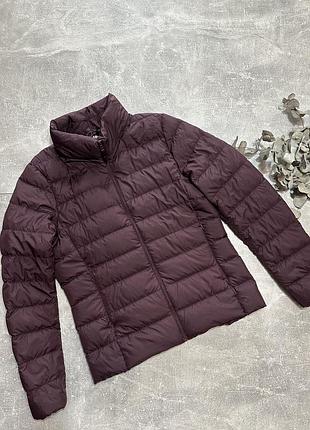 Пуховик жіночий uniqlo демісезонний бордовий xs-s