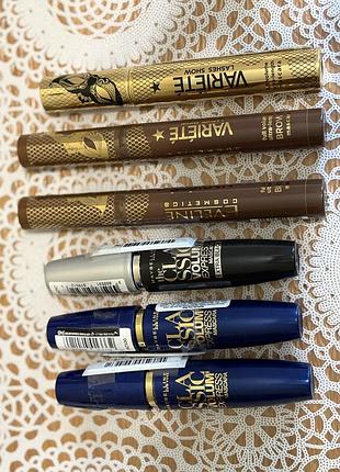 Туші для вій maybelline/variete,нові,чорна/коричнева