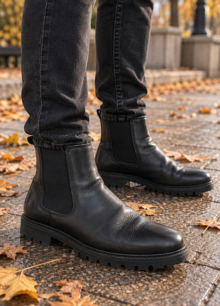 Чоловічі шкіряні черевики topman premium, 41 розмір, 27 см, челсі