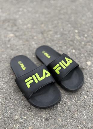 Fila шлепанцы оригинал черные тапочки детские