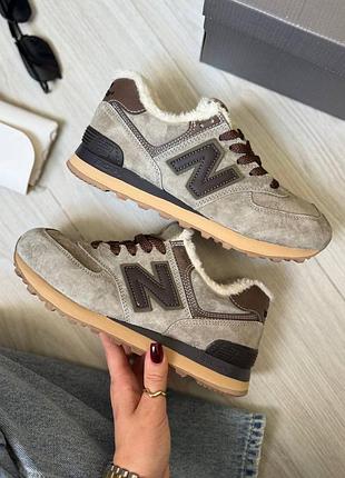 Утеплені кросівки на хутрі new balance 574 brown fur❄️