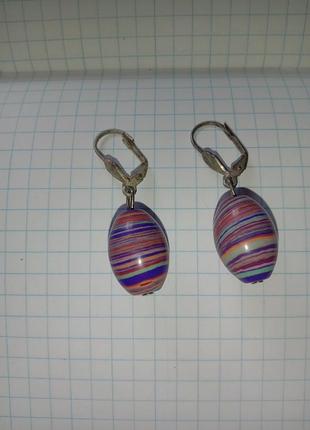Сережки підвіски жіночі вінтажні бузкові рожеві коралові