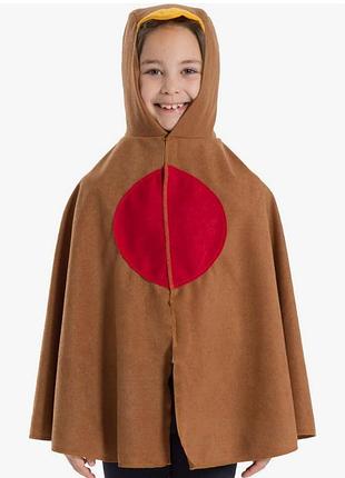Новогодний костюм-накидка "птичка робин зарядка", на девочку, 5-8 лет.
