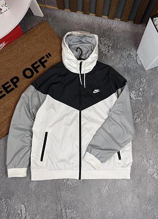 Вітровка чоловіча nike сіра, чорна, біла xl-xxl
