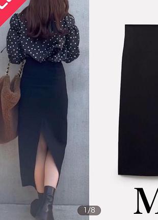 Спідниця міді zara чорна жіноча л-хл