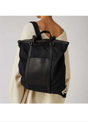 Рюкзак-сумка backpack sandqvist marta black with black leather повсякденний рюкзак для йога мату