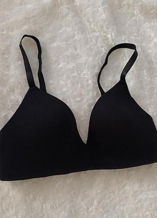 Черный бюстгальтер базовый гладкий бюст без косточек лиф h&amp;m 85c 80d