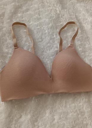 Бежевый бюстгальтер гладкий базовый бюст без косточек h&amp;m 85c 80d