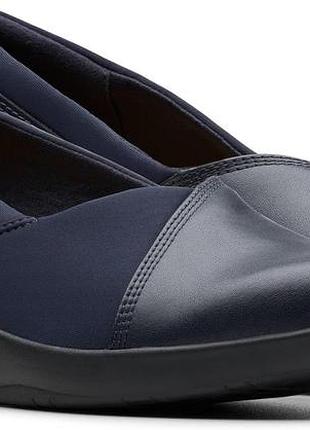 Туфлі нжіночі clarks сині шкіряні з ортопедичною устілкою