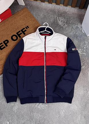 Куртка чоловіча tommy hilfiger демісезонна біло-червоно-синя