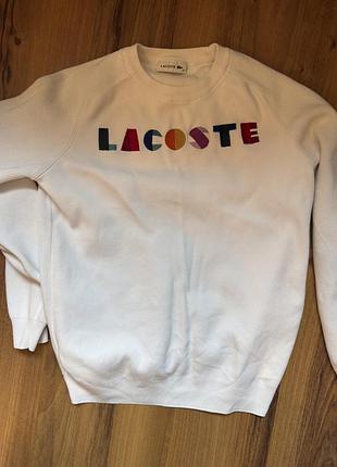 Светр  lacoste білий з різнокольоровим логотипом