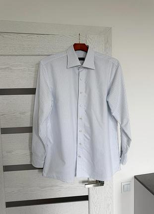 Propercloth xl oxford pima рубашка сорочка чоловіча біла голуба полоска