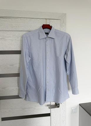 Propercloth xl oxford рубашка сорочка чоловіча біла голуба полоска