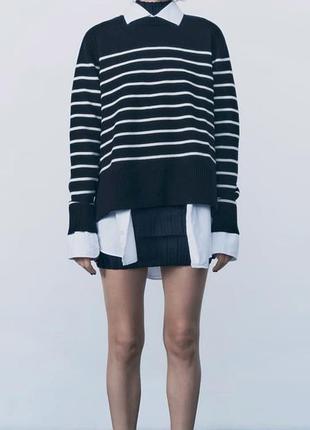Светр светер в смужку чорний zara жіночий хс