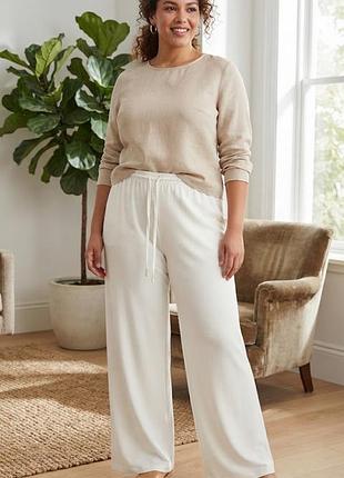 Белые легкие трикотажные брюки палаццо / свободные штаны plus size zara