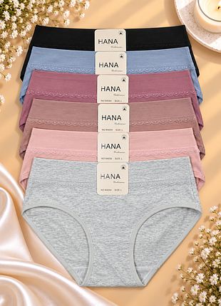 Женские хлопковые трусики слипы hana с кружевом, высокая посадка l xl 2xl