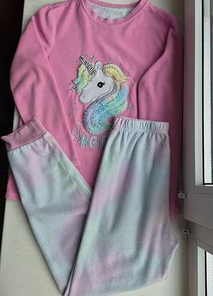 Primark пижама тонкий флис 9-10 лет 134-140 см единорог