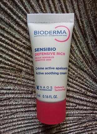 💓миниатюра bioderma sensibio defensive 76 питательный успокаивающий крем для сухой, чувствительной, склонной к воспалениям кожи лица