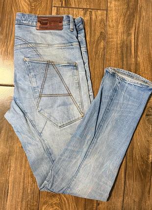 Джинси чоловічі g-star raw 3d tapered l33 w34 стан чудовий світлий варений джинс голубий