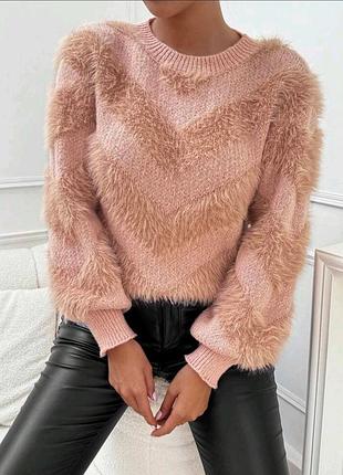 Свитер персиковый пушистый shein l-xl