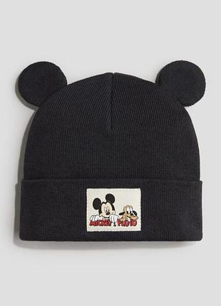 Шапка для немовлят h&m mickey mouse з вушками, чорна