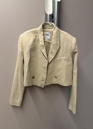 Жіночий піджак zara укорочений бежевий