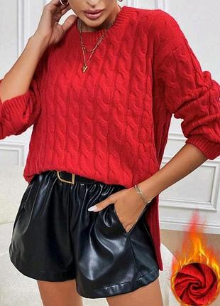 Свитер красный классический m-l shein