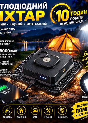Мощный кемпинговый фонарь 100w | 2900 lm. до 10 ч работы. водостойкий - подходит для дождя. светодиодный фонарь. светодиодная лампа до 10 часов