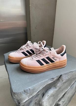 Кросівки жіночі adidas gazelle bold pale pink з натуральної замші та шкіри