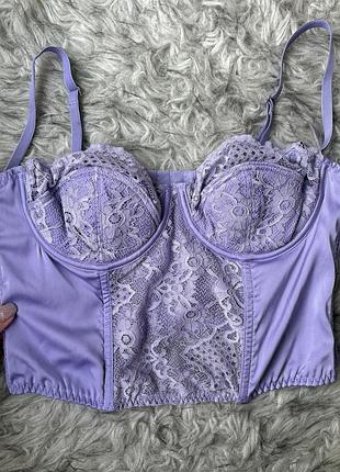 Ніжний лавандовий мереживний корсетний топ / бюстьє urban outfitters