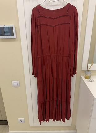 Сукня міді жіноча marks & spencer бордова розмір 16 натуральна тканина
