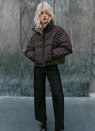 Жіноча зимова пухова куртка стьобаний анорак zara
