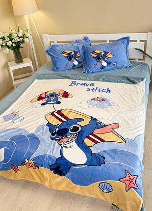 Комплект дитячої постільної білизни велюр brave stitch / бурундучок полуторка