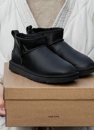 Ugg ultra mini black leather