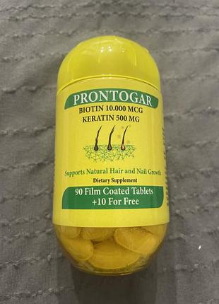 Біологічно активні речовини prontogar біотин 10.000 mcg кератин 500 mg для дорослих, для шкіри, волосся і нігтів